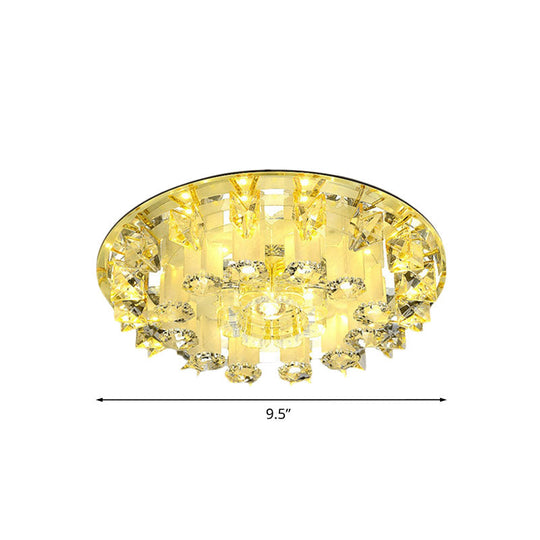 Yellow LED Crystal Ceiling Light Fixture | Petal Design | Bedroom Flush Mount Lamp