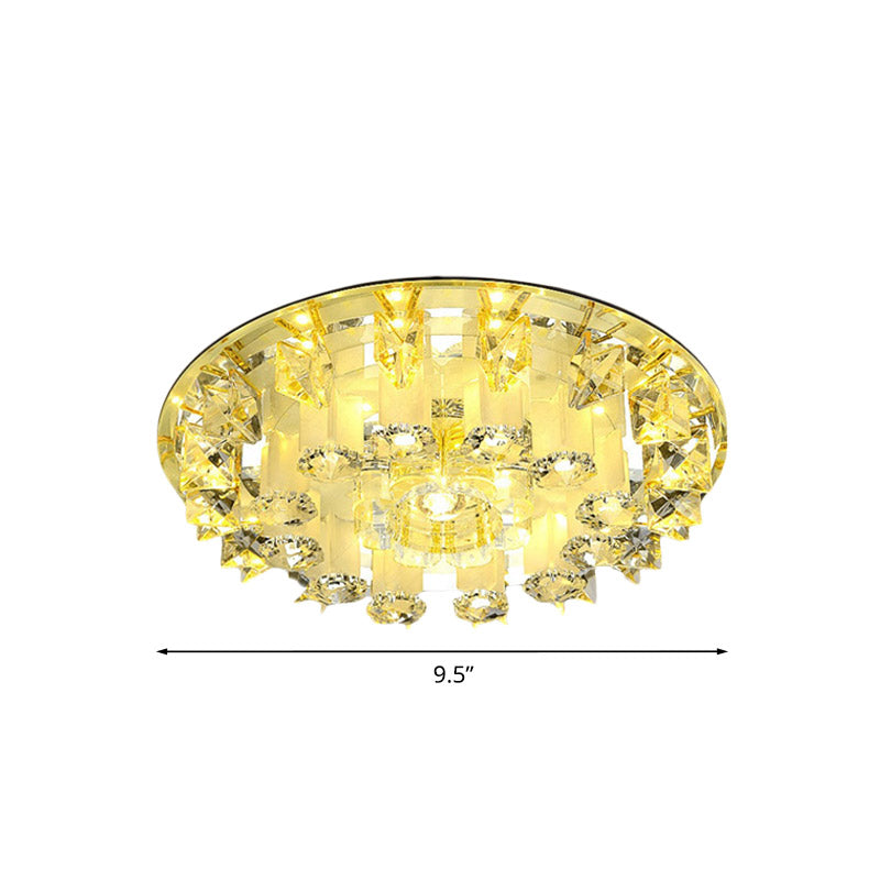 Yellow Led Crystal Ceiling Light Fixture | Petal Design Bedroom Flush Mount Lamp