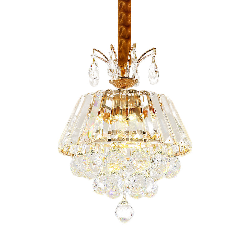 Led Crystal Chandelier Pendant Light For Dining Room - Elegant Tiered Conical Design Clear Shade