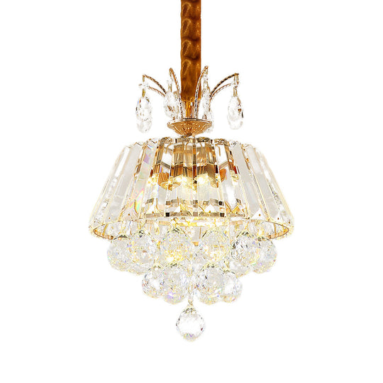 Led Crystal Chandelier Pendant Light For Dining Room - Elegant Tiered Conical Design Clear Shade