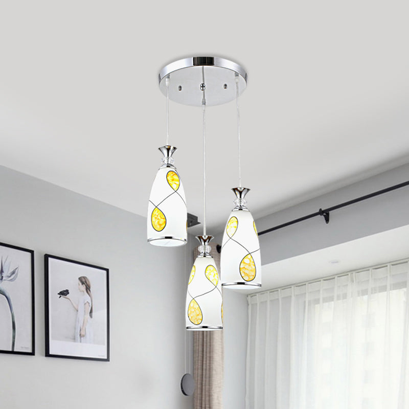 2-Light Modernist Oblog Hanging Pendant Lamp In Black/Chrome With Frosted Glass Drops