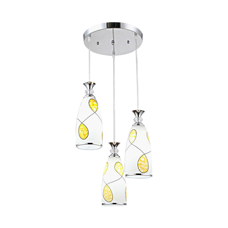 2-Light Modernist Oblog Hanging Pendant Lamp In Black/Chrome With Frosted Glass Drops