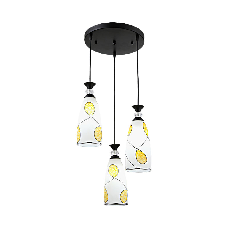 2-Light Modernist Oblog Hanging Pendant Lamp In Black/Chrome With Frosted Glass Drops