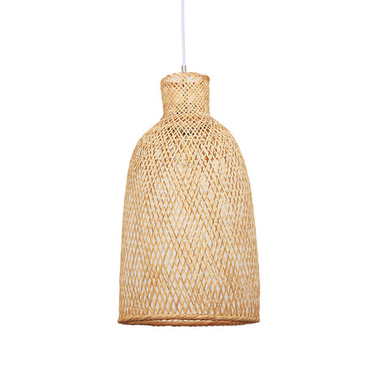 Japanese Bamboo Trumpet Pendant Lamp For Dining Table With 1 Bulb