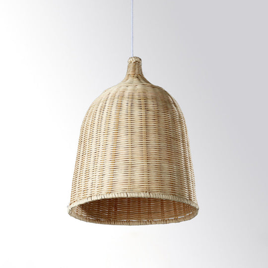 Bamboo Bell Drop Pendant Light Beige 12/14 Inch Wide