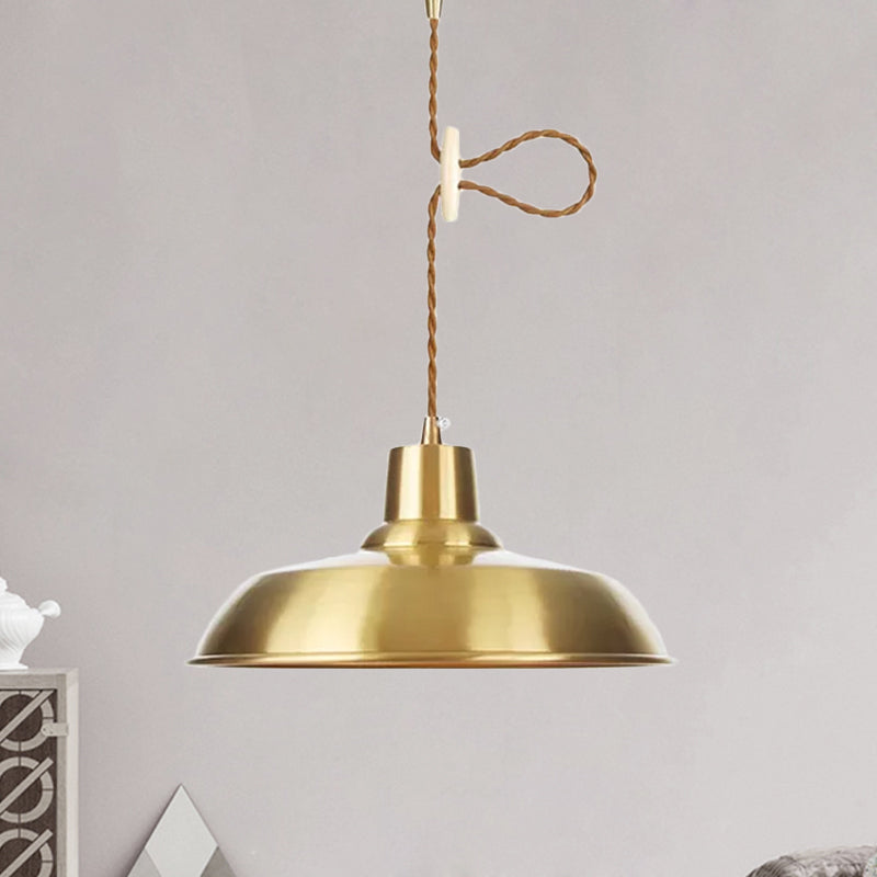 Gold Metallic Warehouse Pendant Light With Adjustable Suspension / A