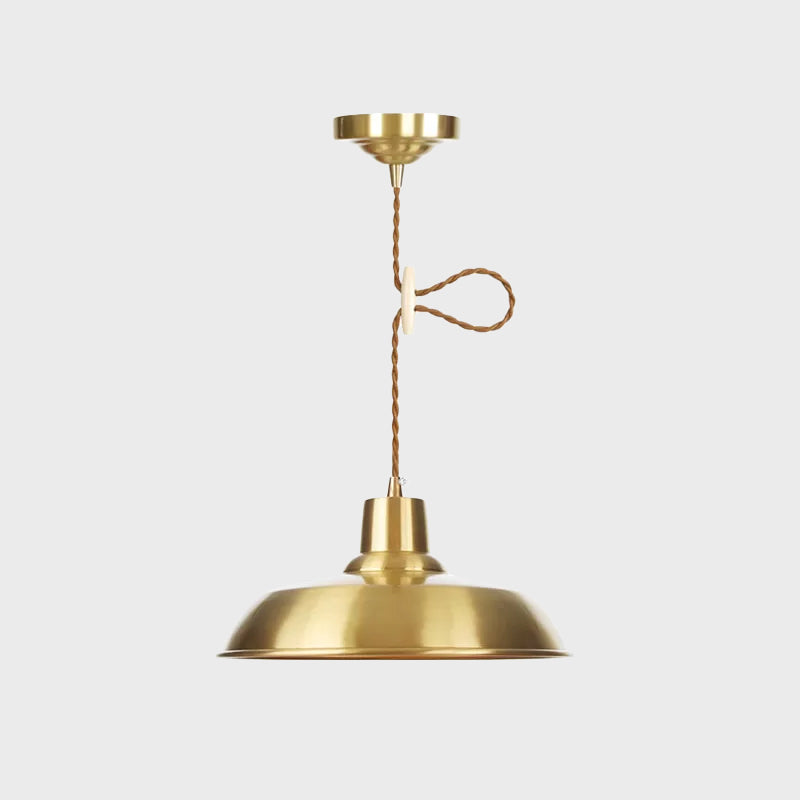 Gold Metallic Warehouse Pendant Light With Adjustable Suspension