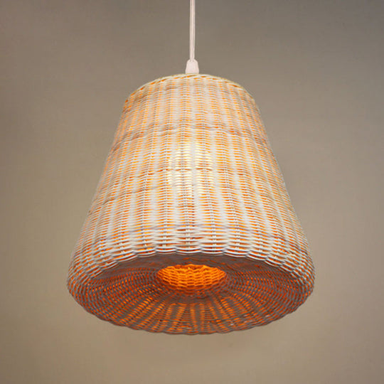 Khaki Bamboo Bell Suspension Light: Stylish 1-Head Pendant For Dining Table