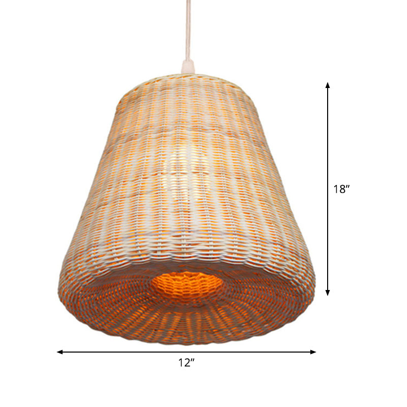 Bamboo Asia Pendant Light - Khaki Suspension Fixture for Dining Table