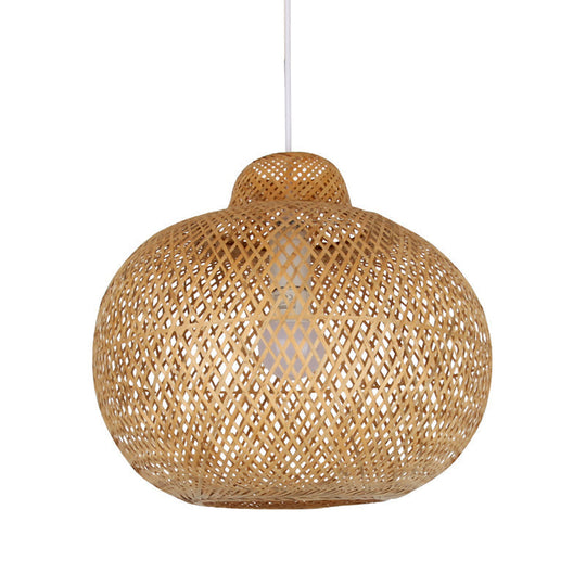 Chinese Bamboo Lantern Pendant Light - Cross Weaving Khaki