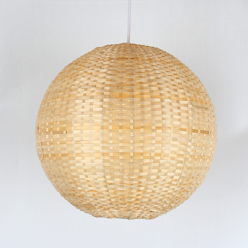 Spherical Asian Bamboo Pendant Ceiling Light - Beige 1-Bulb Suspension Lighting For Restaurants