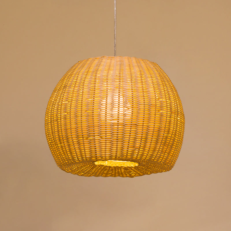 Sleek Khaki Dome Hanging Lamp: Stylish 1-Light Pendant Light Kit With Bamboo Woven Shade For Book