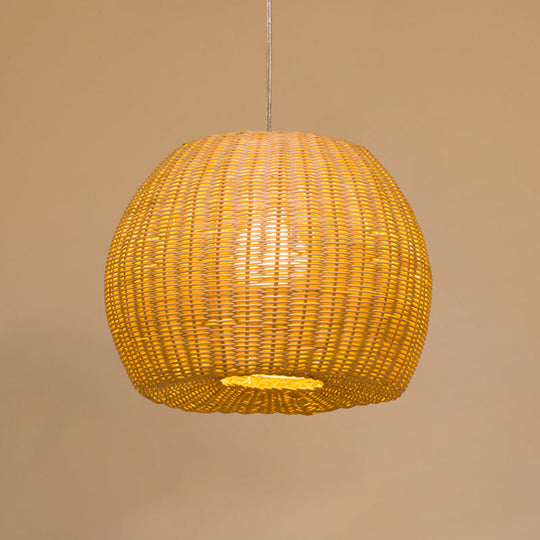 Sleek Khaki Dome Hanging Lamp: Stylish 1-Light Pendant Light Kit With Bamboo Woven Shade For Book