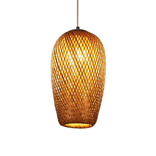 Chinese Bamboo Crisscross Woven Ceiling Hanging Lantern - 1 Bulb Pendant Light Fixture For