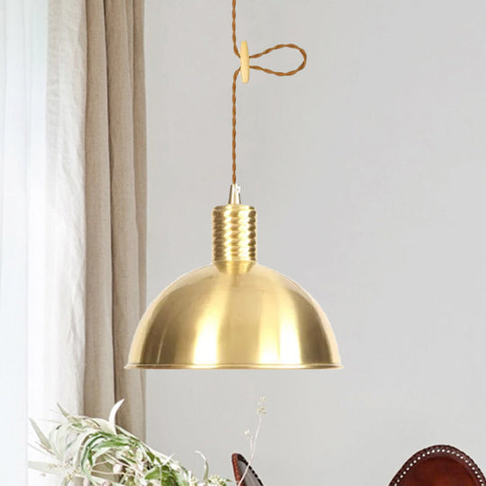 Gold Dome Metal Drop Pendant - Farmhouse 1-Light Ceiling Light For Living Room / A