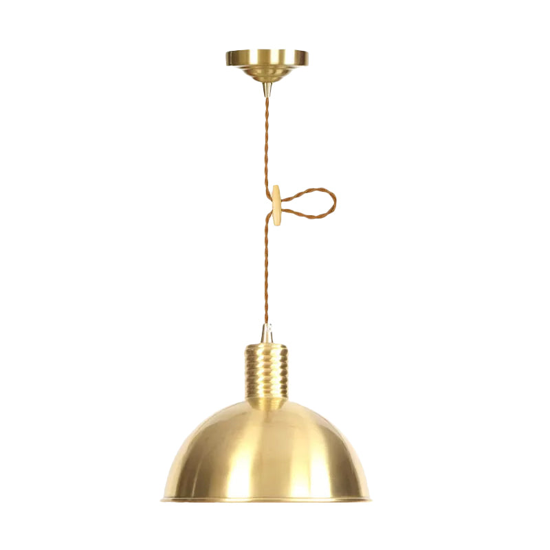 Gold Metal Drop Pendant Farmhouse Ceiling Light - 1-Light Living Room Hanging Fixture