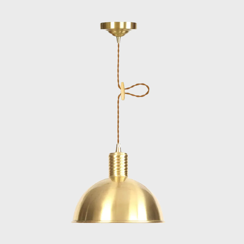 Gold Metal Drop Pendant Farmhouse Ceiling Light - 1-Light Living Room Hanging Fixture