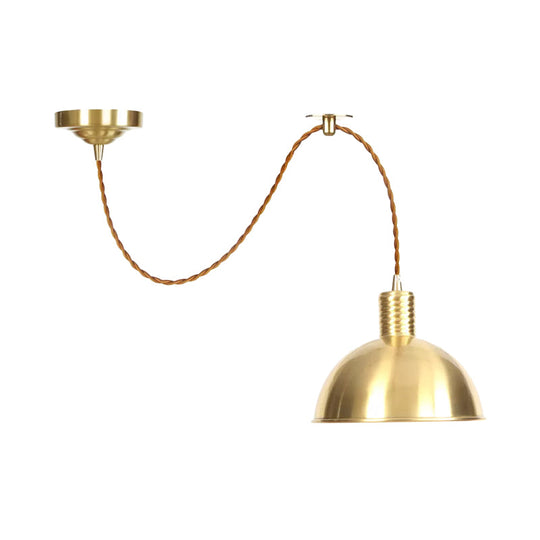 Gold Metal Drop Pendant Farmhouse Ceiling Light - 1-Light Living Room Hanging Fixture