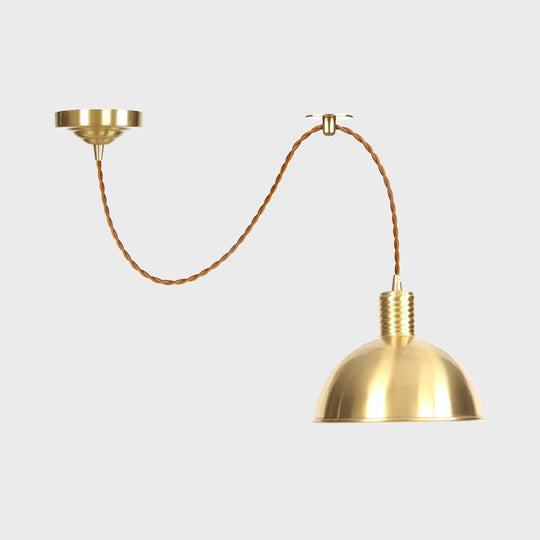 Gold Metal Drop Pendant Farmhouse Ceiling Light - 1-Light Living Room Hanging Fixture