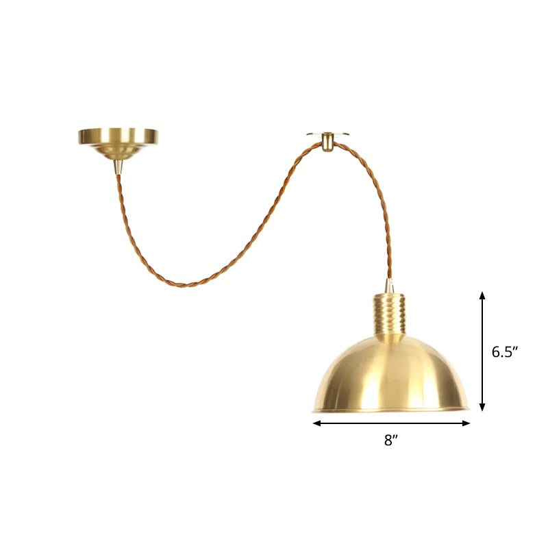 Gold Metal Drop Pendant Farmhouse Ceiling Light - 1-Light Living Room Hanging Fixture