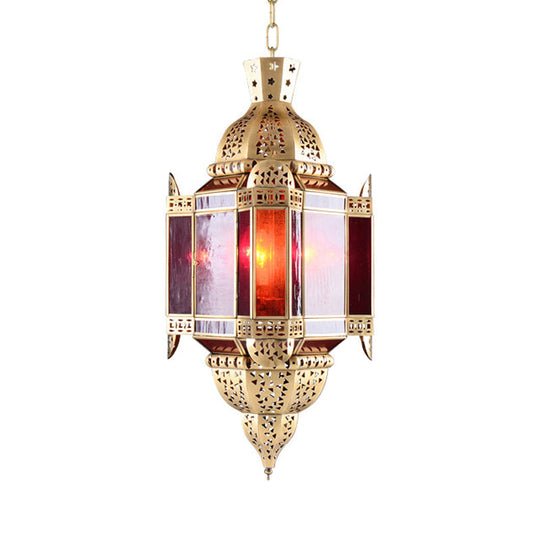 Arab Lantern Pendant Lamp In Brass With Hollow-Out Design