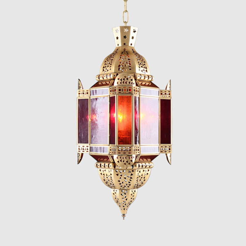 Arab Lantern Pendant Lamp In Brass With Hollow-Out Design