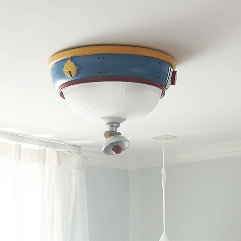 Blue Dome Ceiling Light for Kids' Bedroom - 3-Light Resin Flushmount Lamp