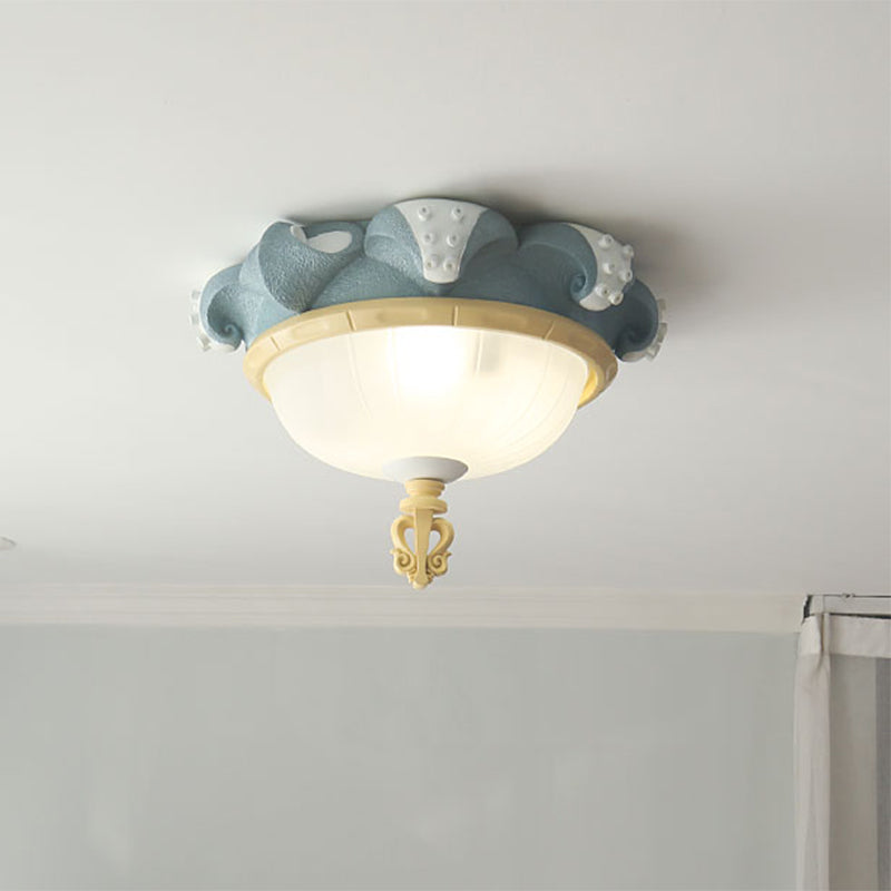 Blue Dome Kids Ceiling Light: 3-Light Resin Shade Fixture Flush Mount