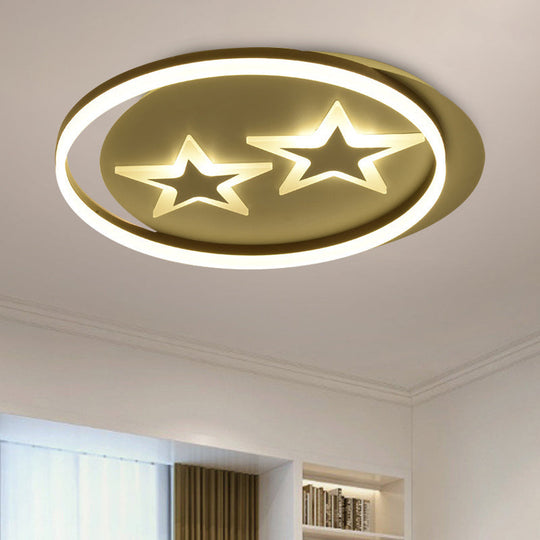 Golden Kids LED Ceiling Lamp with Star/Planet Design for Bedroom