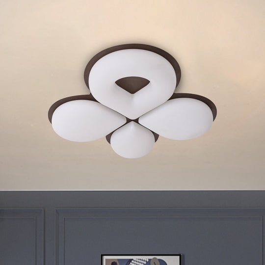 Children's Bedroom LED Flush Mount Light Fixture in Grey/White/Coffee - Cute Flower Design