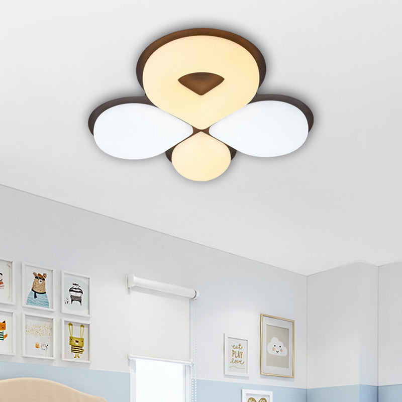 Children's Bedroom LED Flush Mount Light Fixture in Grey/White/Coffee - Cute Flower Design