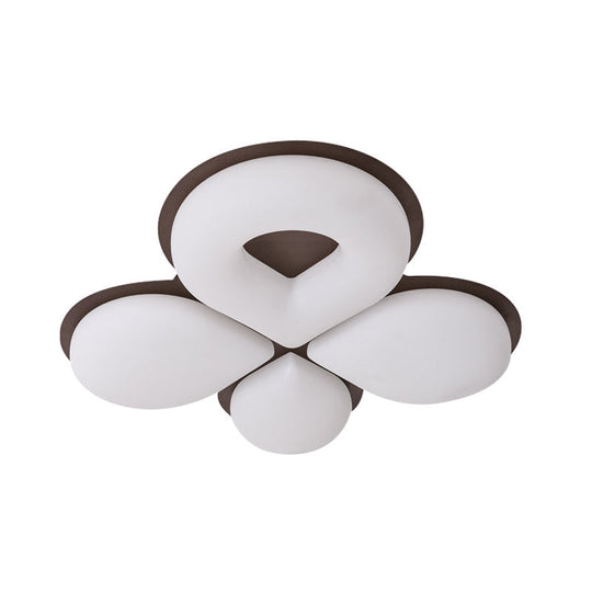 Children's Bedroom LED Flush Mount Light Fixture in Grey/White/Coffee - Cute Flower Design