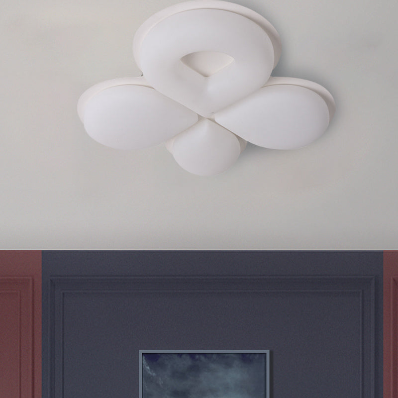 Children's Bedroom LED Flush Mount Light Fixture in Grey/White/Coffee - Cute Flower Design