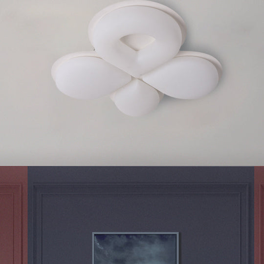 Childrens Bedroom Led Flush Mount Light Fixture In Grey/White/Coffee - Cute Flower Design