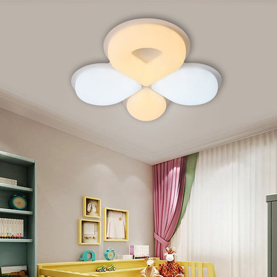 Children's Bedroom LED Flush Mount Light Fixture in Grey/White/Coffee - Cute Flower Design