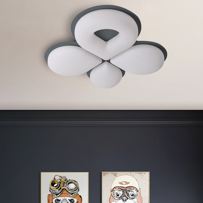 Children's Bedroom LED Flush Mount Light Fixture in Grey/White/Coffee - Cute Flower Design