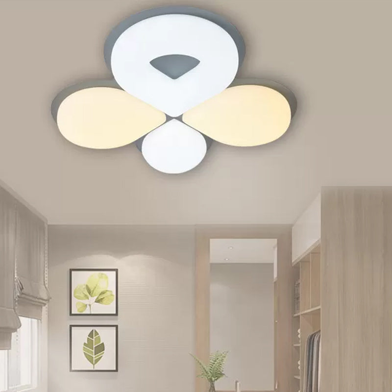 Children's Bedroom LED Flush Mount Light Fixture in Grey/White/Coffee - Cute Flower Design