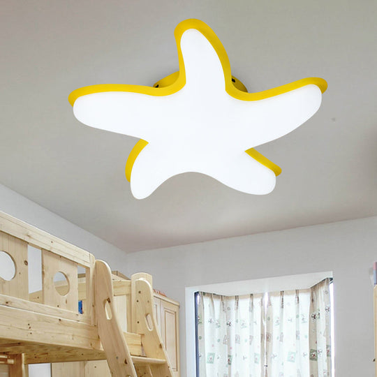 Children's Starfish LED Nursery Ceiling Light - Grey/Pink/Yellow Flush Mount Fixture