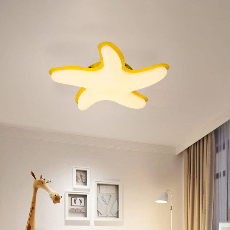 Children's Starfish LED Nursery Ceiling Light - Grey/Pink/Yellow Flush Mount Fixture