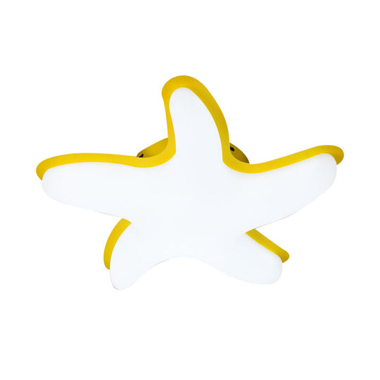 Children's Starfish LED Nursery Ceiling Light - Grey/Pink/Yellow Flush Mount Fixture