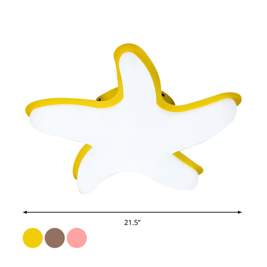 Children's Starfish LED Nursery Ceiling Light - Grey/Pink/Yellow Flush Mount Fixture