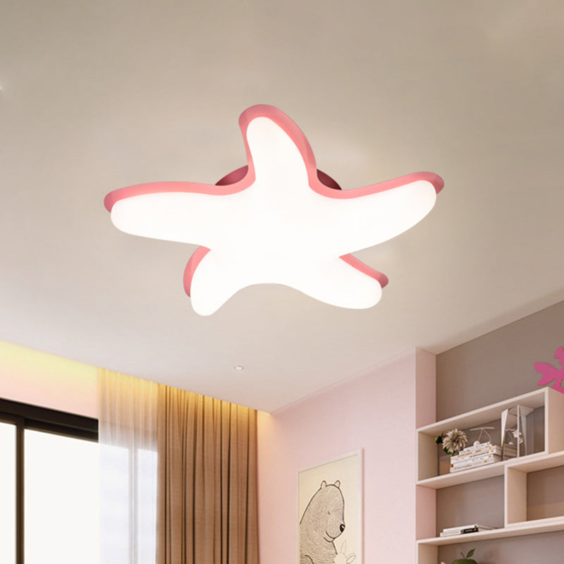 Children's Starfish LED Nursery Ceiling Light - Grey/Pink/Yellow Flush Mount Fixture