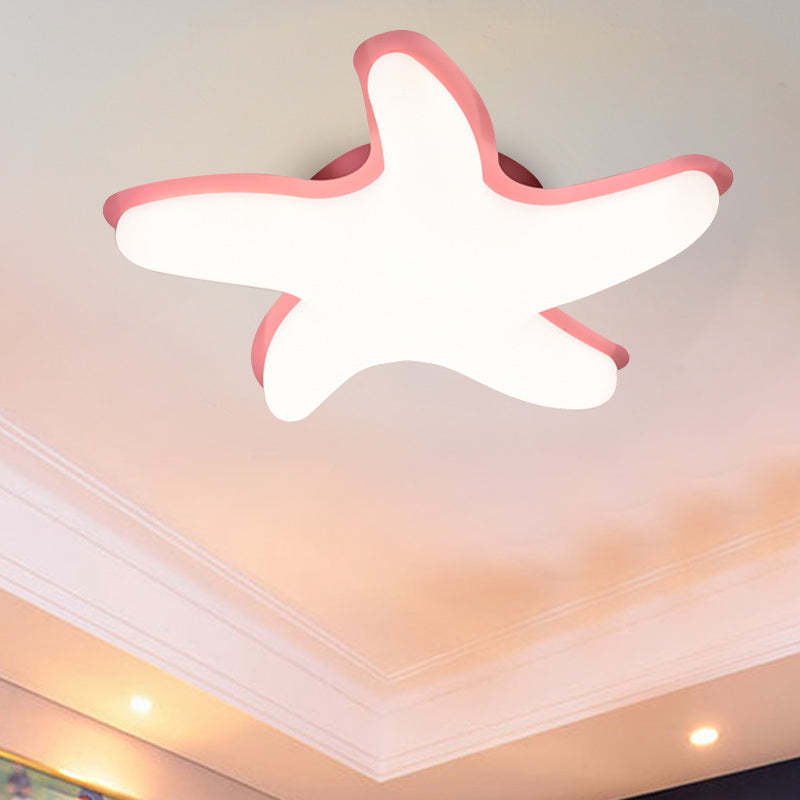 Children's Starfish LED Nursery Ceiling Light - Grey/Pink/Yellow Flush Mount Fixture