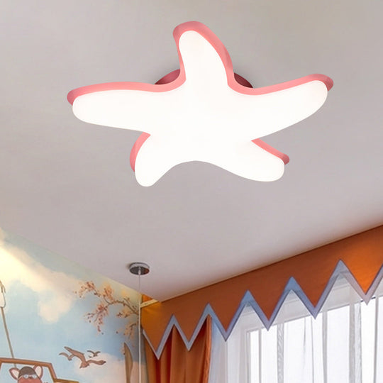 Children's Starfish LED Nursery Ceiling Light - Grey/Pink/Yellow Flush Mount Fixture