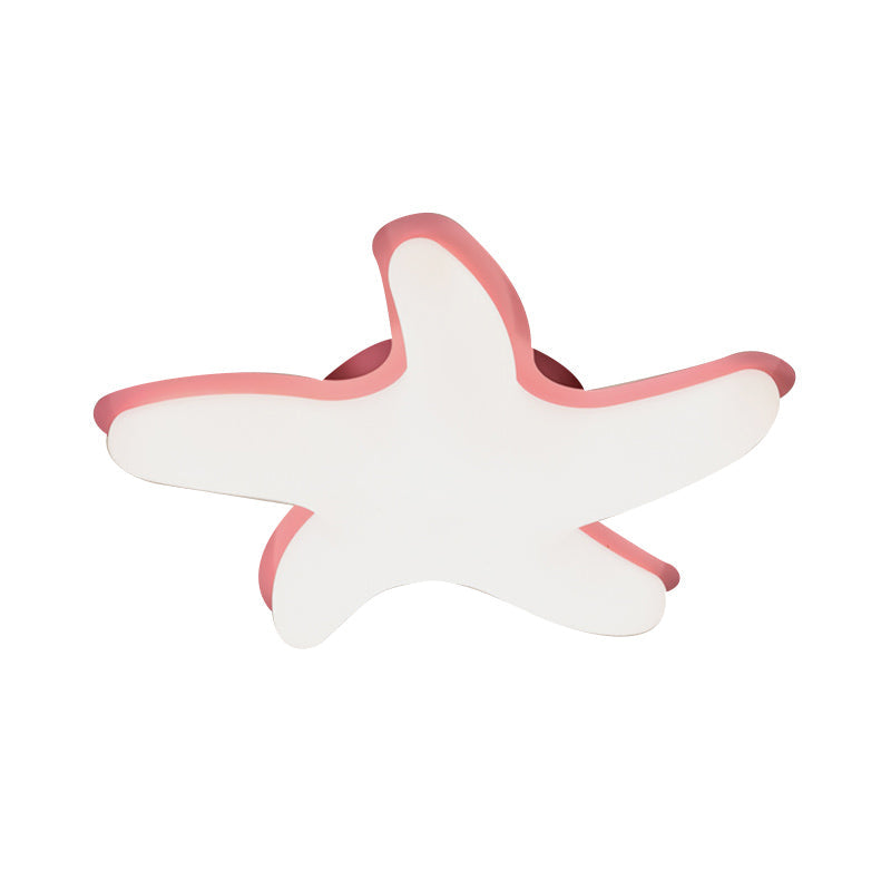 Children's Starfish LED Nursery Ceiling Light - Grey/Pink/Yellow Flush Mount Fixture