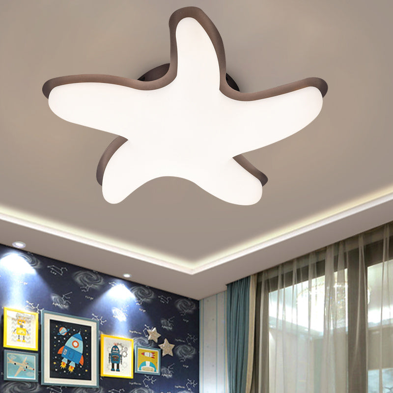 Children's Starfish LED Nursery Ceiling Light - Grey/Pink/Yellow Flush Mount Fixture