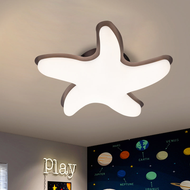 Children's Starfish LED Nursery Ceiling Light - Grey/Pink/Yellow Flush Mount Fixture