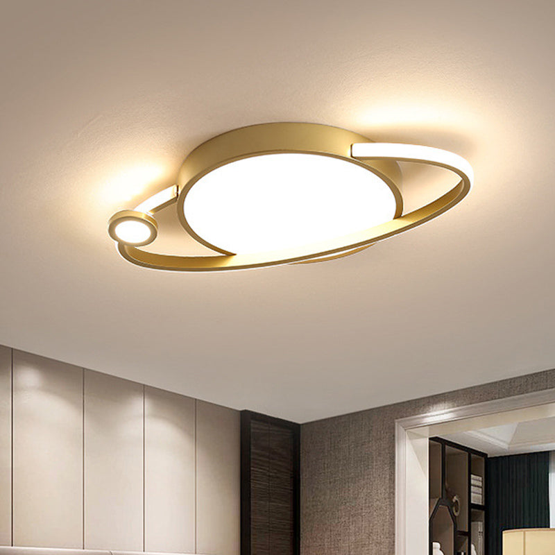 Modern LED Flush Mount Spotlight - Gold Circle Acrylic Ceiling Light in Warm/White