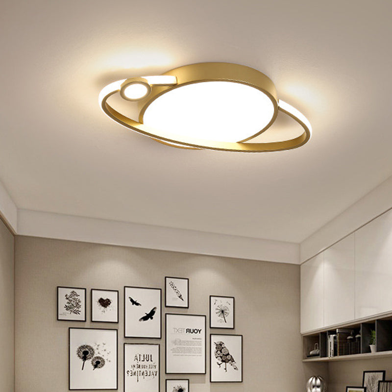 Modern LED Flush Mount Spotlight - Gold Circle Acrylic Ceiling Light in Warm/White