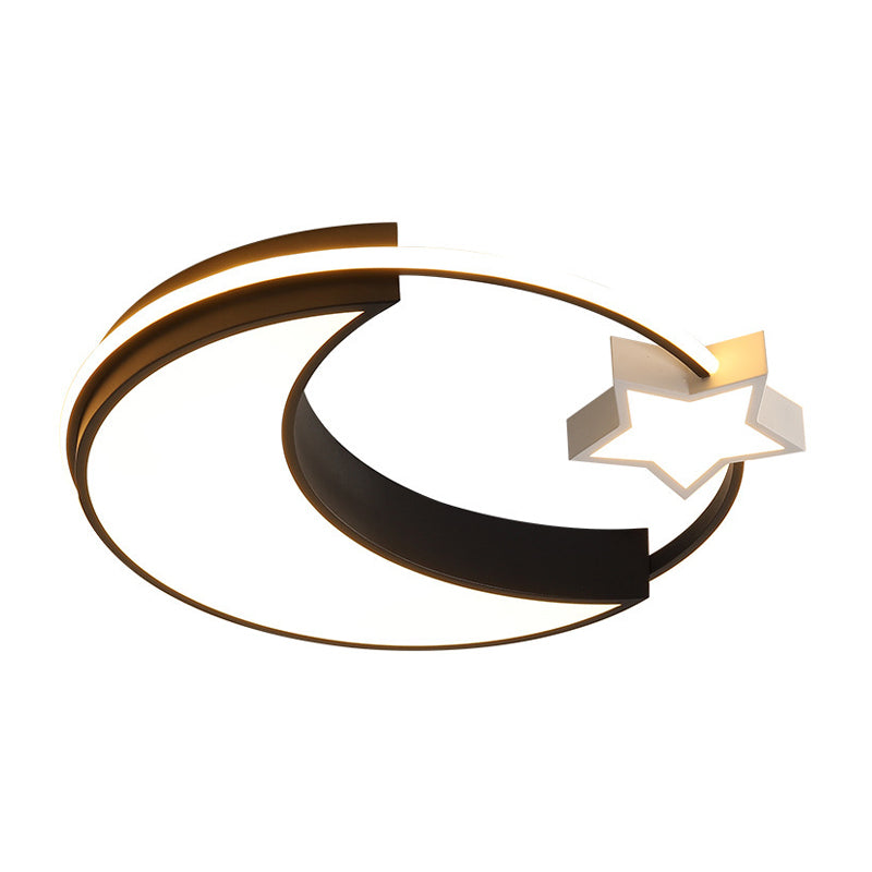 Kids Moon and Star Flush Mount LED Ceiling Light – Gold/Black/White